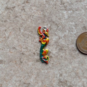 Retro vintage phoenix enameled sterling silver bracelet pendant charm