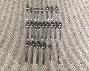 23 pieces vintage Millennial Fortessa Flatware XL serving pieces tablespoons forks teaspoons knife