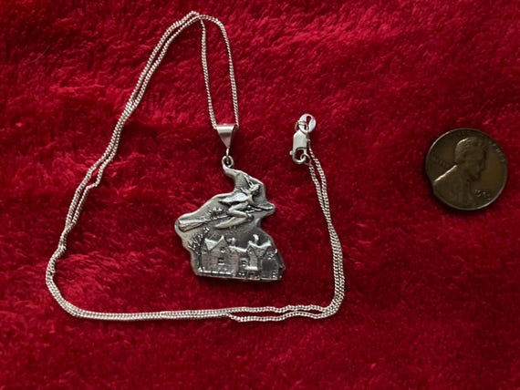 Solid sterling silver Flying Salem Witch souvenir… - image 2