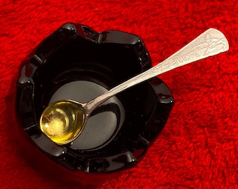 Sterling silver gilt Salem Witch souvenir salt spoon and Black Lotus Hellbore open salt cellar