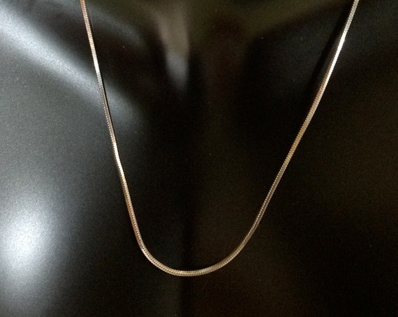 SOLID Sterling Silver square snake chain 16" neck… - image 1