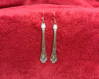 ALL Solid Sterling silver 1895 Gorham Chantilly antique bridal spoon silverware earrings chandelier dangle handmade in USA Bride Wedding