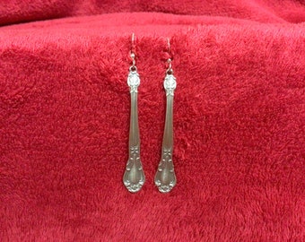 ALL Solid Sterling silver 1895 Gorham Chantilly  bridal spoon silverware earrings chandelier dangle handmade in USA Bride Wedding