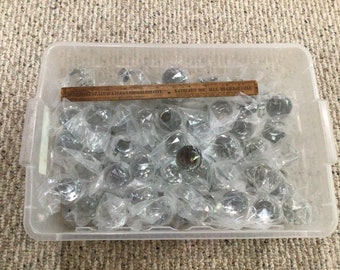 Huge lot of 100 1.5 inch 38mm diameter faceted crystal sphere ball furniture cabinet knobs Vintage estate Millenial