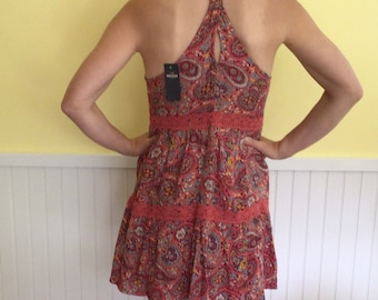 Vintage Millenial NWT Hollister baby doll sundress keyhole back lined vintage paisley Y2K