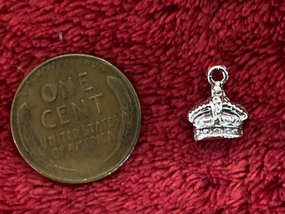 Solid sterling silver old retro micro tiny king c… - image 1