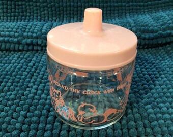 Vintage Midcentury baby girl dresser jar for cotton or keepsakes