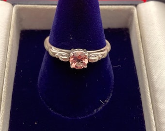 Swarovski Baby Pink Topaz solitaire sterling silver ring engagement 8 promise