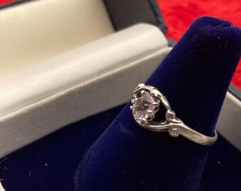 Vintage Pink Sapphire solitaire sterling silver ring engagement 6 promise