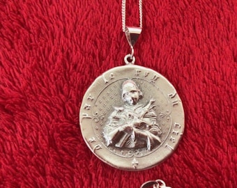 Sterling Silver Joan of Arc medal pendant 18” necklace From the King of Heaven