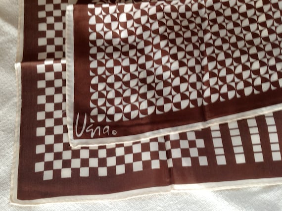 Vintage 60's signed Vera Neumann scarf brown and … - image 1