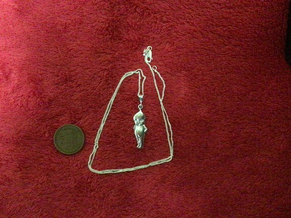 Kewpie Baby Doll Sterling silver Pendant 18” neck… - image 2
