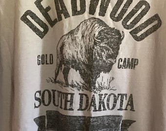 Retro Blue 84 T shirt Buffalo Deadwood South Dakota Gold Camp Black Hills
