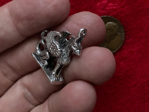 Old Solid Sterling silver figural hippogriff mons… - image 3