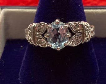 Retro Sterling silver Fancy filigree ring 5 stones