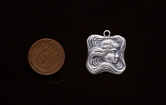 Sterling silver art nouveau revival profile cameo… - image 4