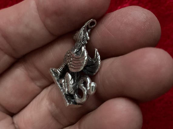 Old Solid Sterling silver figural hippogriff mons… - image 4