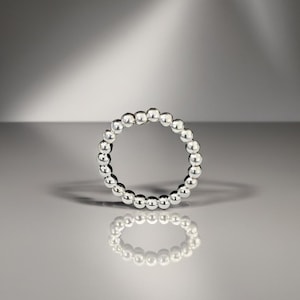 Beaded Stretch Ring, Stacking Stretch Ring, Band Ring, Sterling Silver Beaded Ring, Beaded Stacking Stretch Ring, Sterling Silver Ring, 925