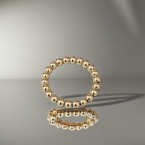 Beaded Stretch Ring, Band Ring, Stacking Stretch Ring, Stack Ring, Gold Filled Beaded Ring, Beaded Stacking Stretch Ring, Gold Ring, 14kt