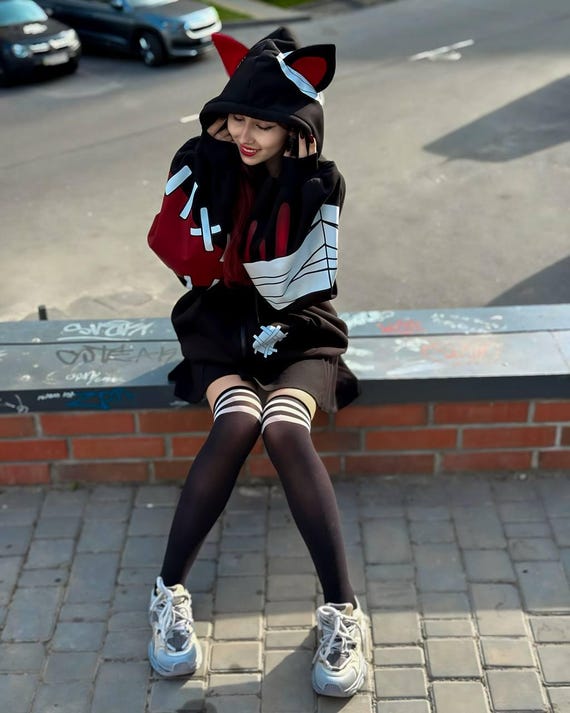 Oversized Cat Ear Hoodie: Anime Streetwear, Handmade Cotton Blend
