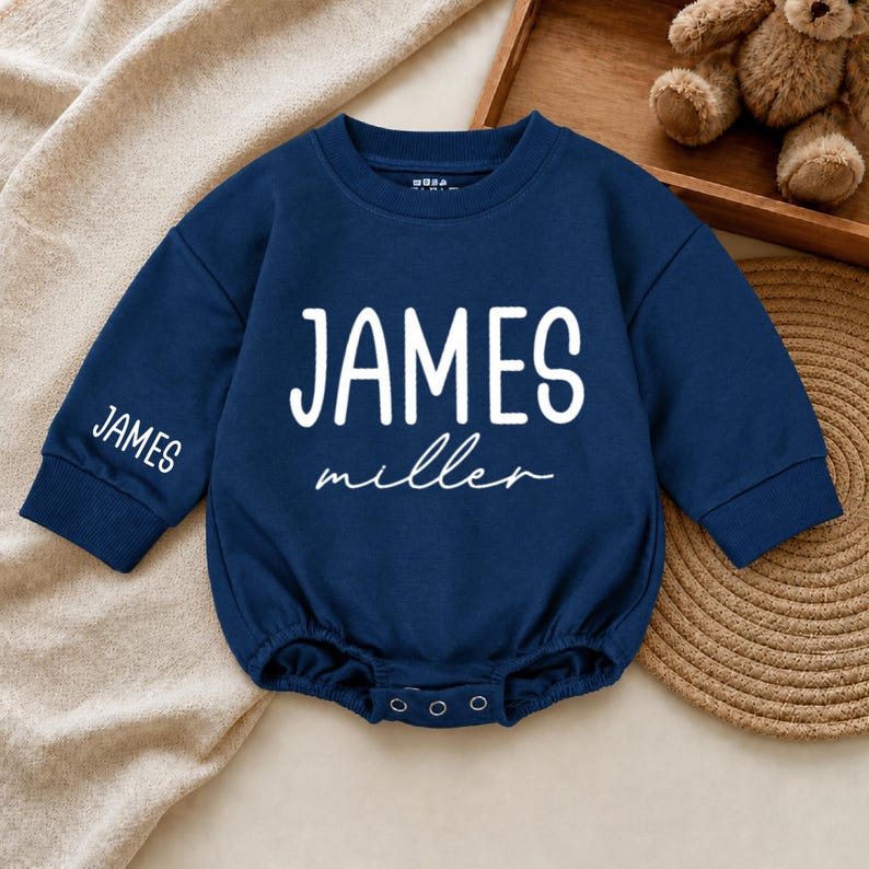 Custom Baby Name Homecoming Outfit Set, Baby Bodysuit with Matching Hat, Personalized Newborn Gift, NB-24M immagine 7