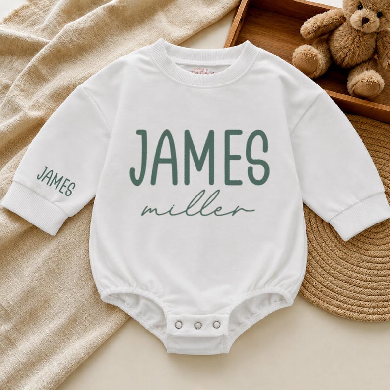 Custom Baby Name Homecoming Outfit Set, Baby Bodysuit with Matching Hat, Personalized Newborn Gift, NB-24M immagine 9