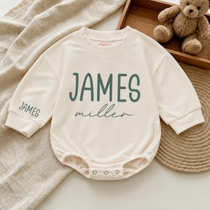 Custom Baby Name Homecoming Outfit Set, Baby Bodysuit with Matching Hat, Personalized Newborn Gift, NB-24M immagine 6