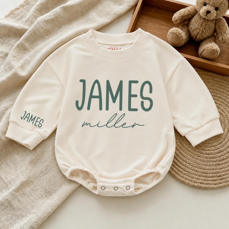 Custom Baby Name Homecoming Outfit Set, Baby Bodysuit with Matching Hat, Personalized Newborn Gift, NB-24M immagine 6