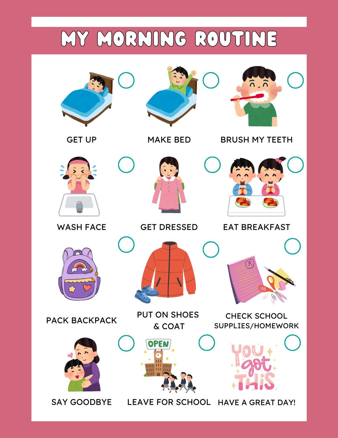 Kids Morning & Night Routine Charts: Fun Habit Tracker (digital ...