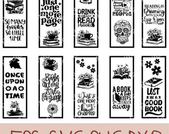 Pacote de marcadores SVG: designs de livros retrô, citações de leitura (download digital)