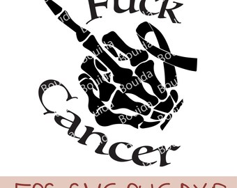 Knulla cancer skelett hand svg: medvetenhetsband design (digital nedladdning)