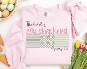 The Lord is My Shepherd Png, Christian Easter Png, Easter Png, Easter Patchwork Png, Retro Easter Bunny Png, Happy Easter Png, Bible Verse
