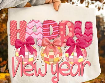 Happy New Year 2026 Png, Pink Coquette Bow Png, Retro New Years Png, Disco Ball Png, New Year New Me Png, 12 New Chappters Png, Brushstroke
