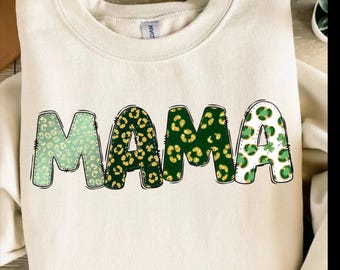 St Patrick Mama PNG, Leopard Mama Design, green leopard Mama PNG,  Design Mothers Day Png, Mom Shirt Design, st Patrick leopard mama png