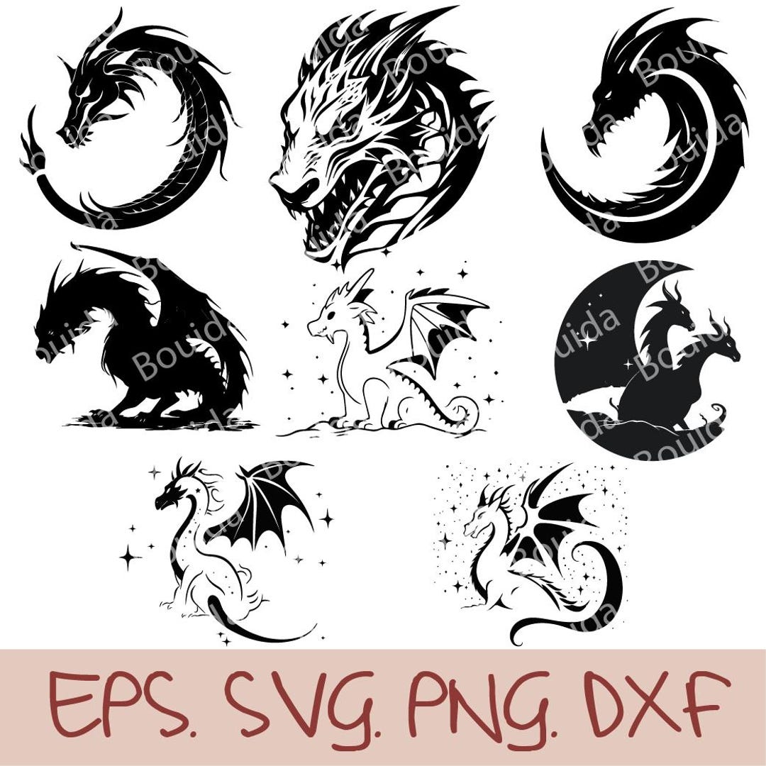 Dragon SVG Bundle, Dragon Clipart for Cricut & Cut File, Dragon ...