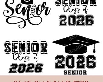 Senior 2026 SVG Bundle for Cricut, Graduation Cap PNG, Class of 2026, High School Senior, College Grad, Vinyl Decal Cut Files, Printable JPG