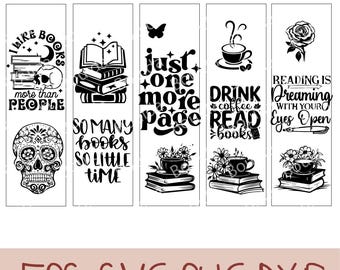 Pacote de marcadores SVG: designs de livros retrô, citações de leitura (download digital)