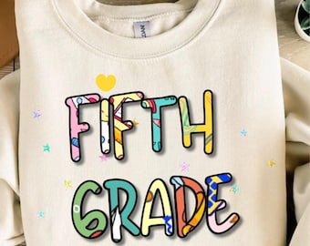 Retro Back to School PNG Bundle: Fifth Grade Boy Design (Digital Download