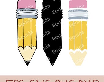 Bleistift SVG, Schule, Geschichtet, Lehrer, Monogramm, Bleistift-Bundle, PNG, DXF, Bleistift Name, Cut-Datei, Cricut, Silhouette, kommerzielle Nutzung, Sofort Download