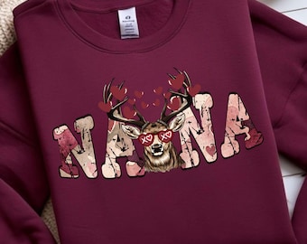 Retro Valentines Hunting Deer Camo PNG, Valentine NANA Design, Boys Valentine Clipart, Funny Outdoors Valentine, valentine buck png