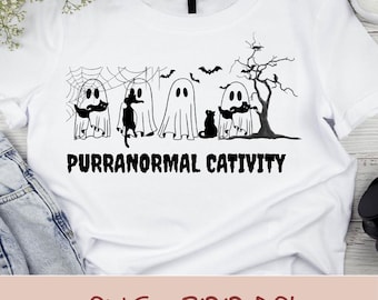 Paranormal Cat PNG: Halloween Ghost Comfort Colors Shirt Design (Digital Download