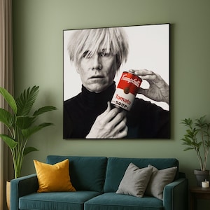 Andy Warhol Art, Iconic Campbell’s Soup Canvas Wall Art, Pop Art Portrait Print, Retro Modern Art, Andy Warhol Artwork, Contemporary Canvas