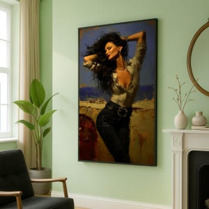Elegant Woman Portrait Canvas, Glamorous Female Art, Fashion Wall Decor, Oil Painting Style Canvas, Modern Home Decoration