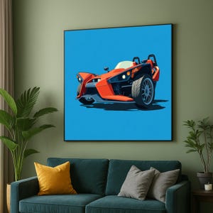 Modern Red Sports Car Canvas, Unique Automotive Wall Art, Contemporary Vehicle Decor, Garage Art Print, Racing Canvas