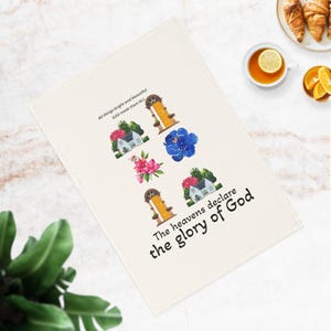 Inspirational Cotton Tea Towel - Home Decor, Gift for Cooks, Religious Kitchen Accessory, Housewarming Present, Floral Design