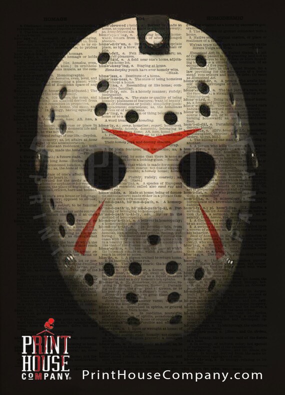 Jason Friday The 13th Halloween Decor 8x10 Dictionary Art Etsy