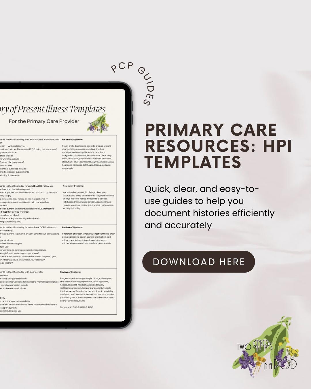 Hpi Template Rash Primary Care Provider Resources: HPI Templates - Etsy