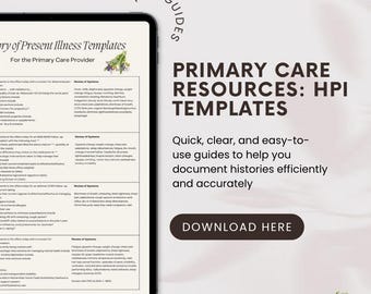 Primary Care Provider Resources: HPI Templates
