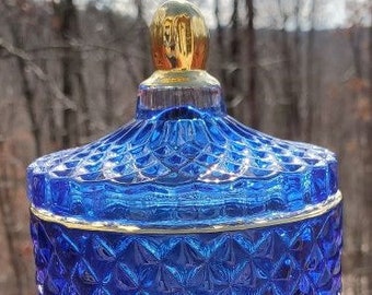 Fountain of Youth scent (grapefruit, jasmine, bamboo) in Royal Blue Jewel Jar luxury soy candle