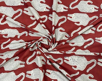 Tela de algodón estampada a mano con bloques de madera / Bagru Jaipur Textile